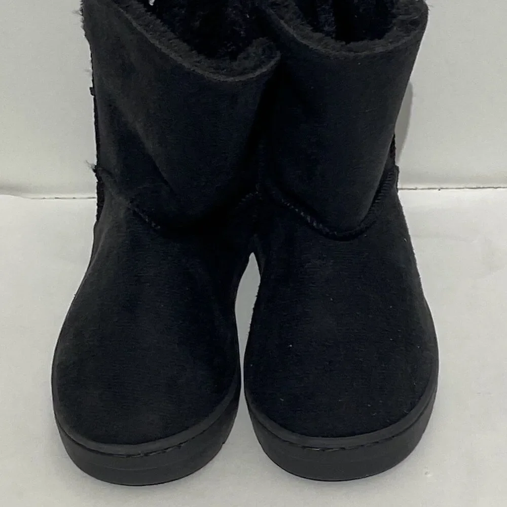 Bebe Girls Black Faux Fur Shearling Textile Slip On Winter‎ Boots Size 12